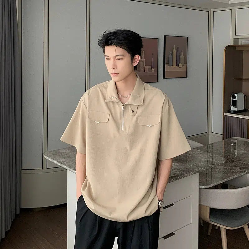Loose Fit Polo Collar T-shirt