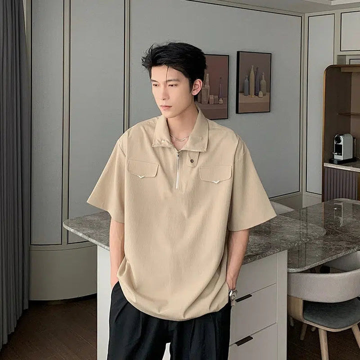 Loose Fit Polo Collar T-shirt