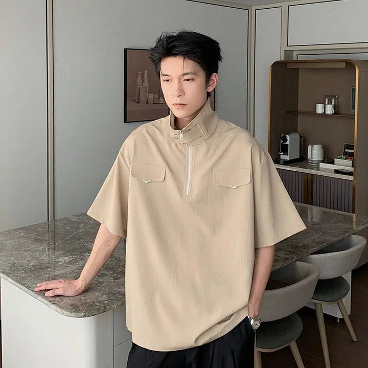 Loose Fit Polo Collar T-shirt
