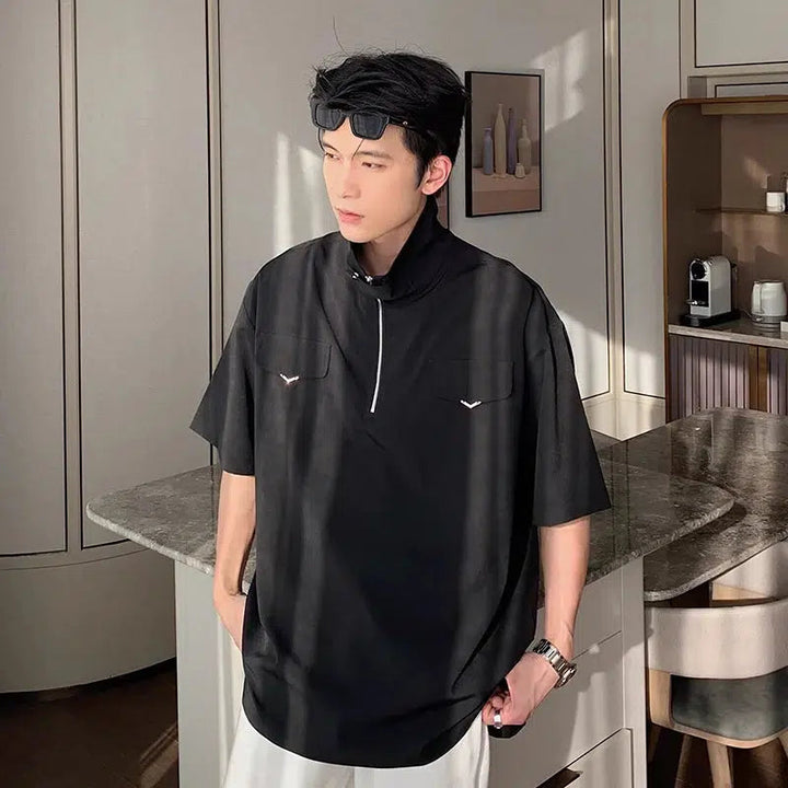 Loose Fit Polo Collar T-shirt