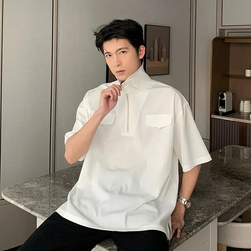 Loose Fit Polo Collar T-shirt