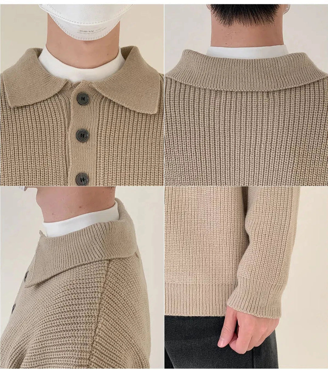Loose Fit Polo Lapel Sweater