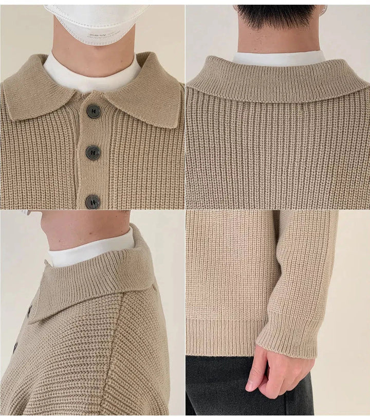 Loose Fit Polo Lapel Sweater
