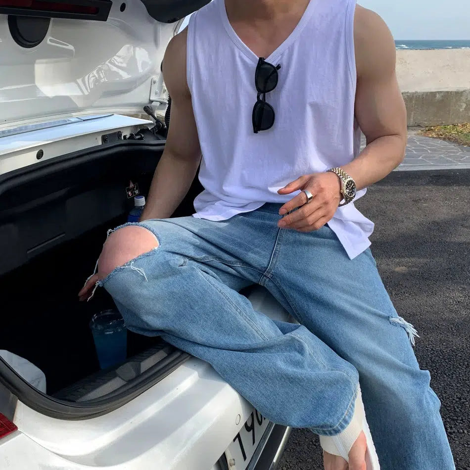 Loose Fit Side Slit Tank Top