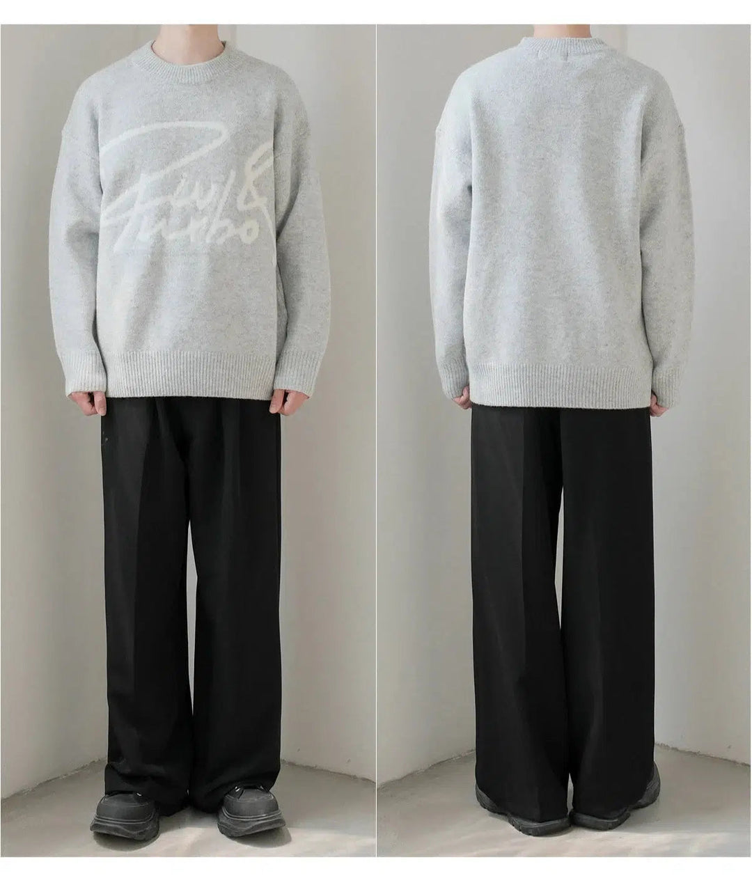 Loose Fit Text Print Sweater