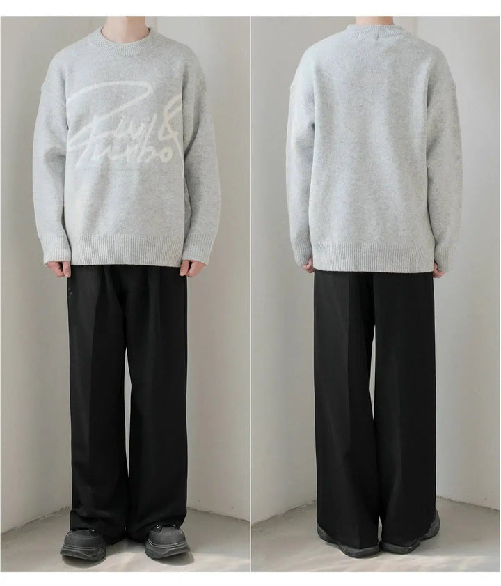 Loose Fit Text Print Sweater