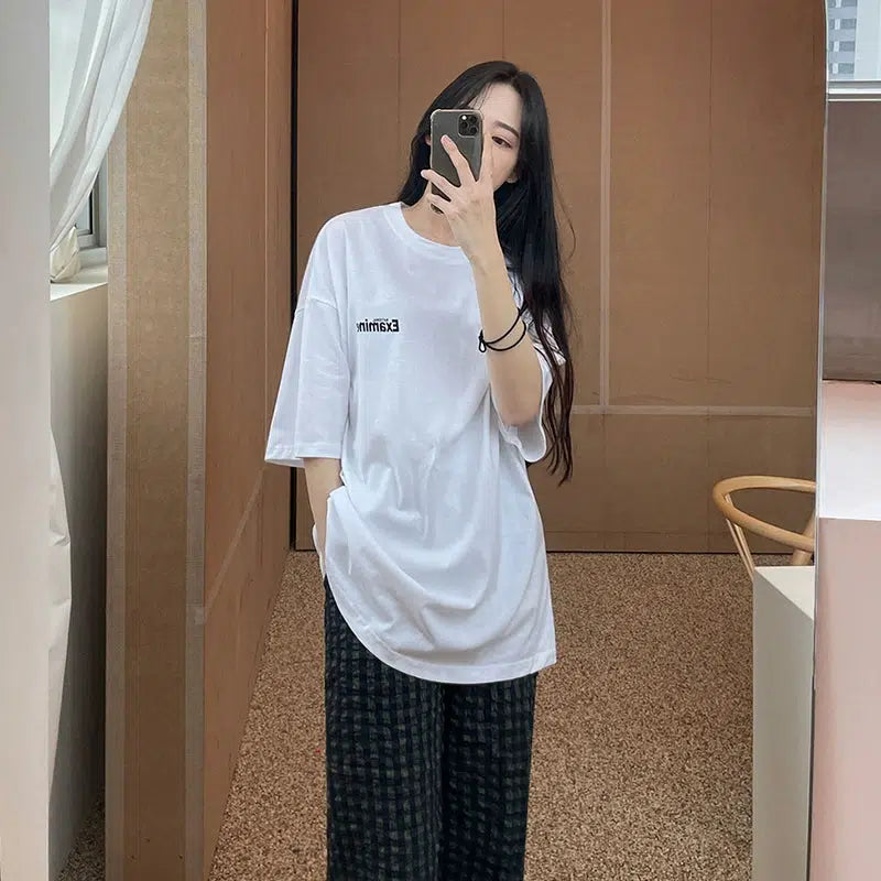 Loose Letter Printing Cotton T-shirt