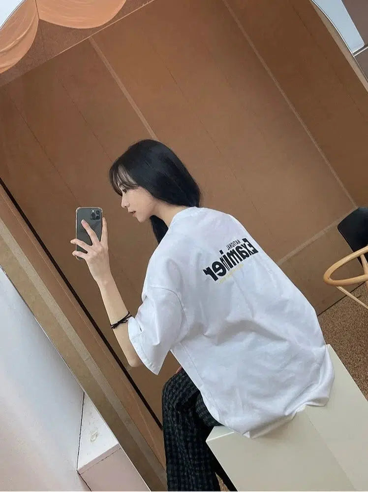 Loose Letter Printing Cotton T-shirt