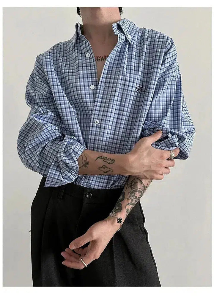 Loose Retro Plaid Long-Sleeved Shirt