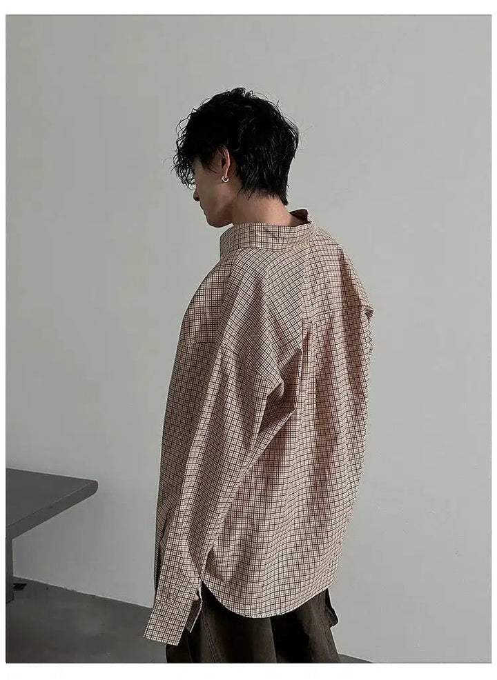 Loose Retro Plaid Long-Sleeved Shirt