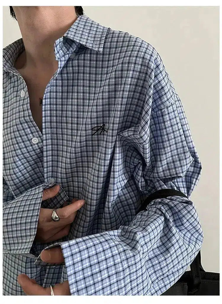 Loose Retro Plaid Long-Sleeved Shirt