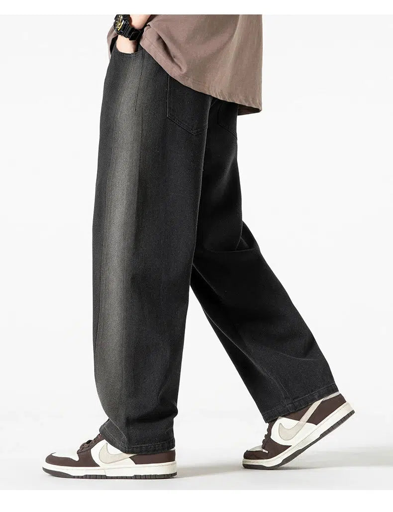 Loose Straight Retro Washed Jeans