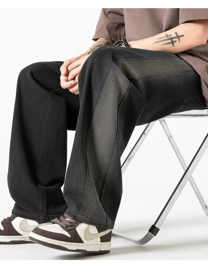 Loose Straight Retro Washed Jeans