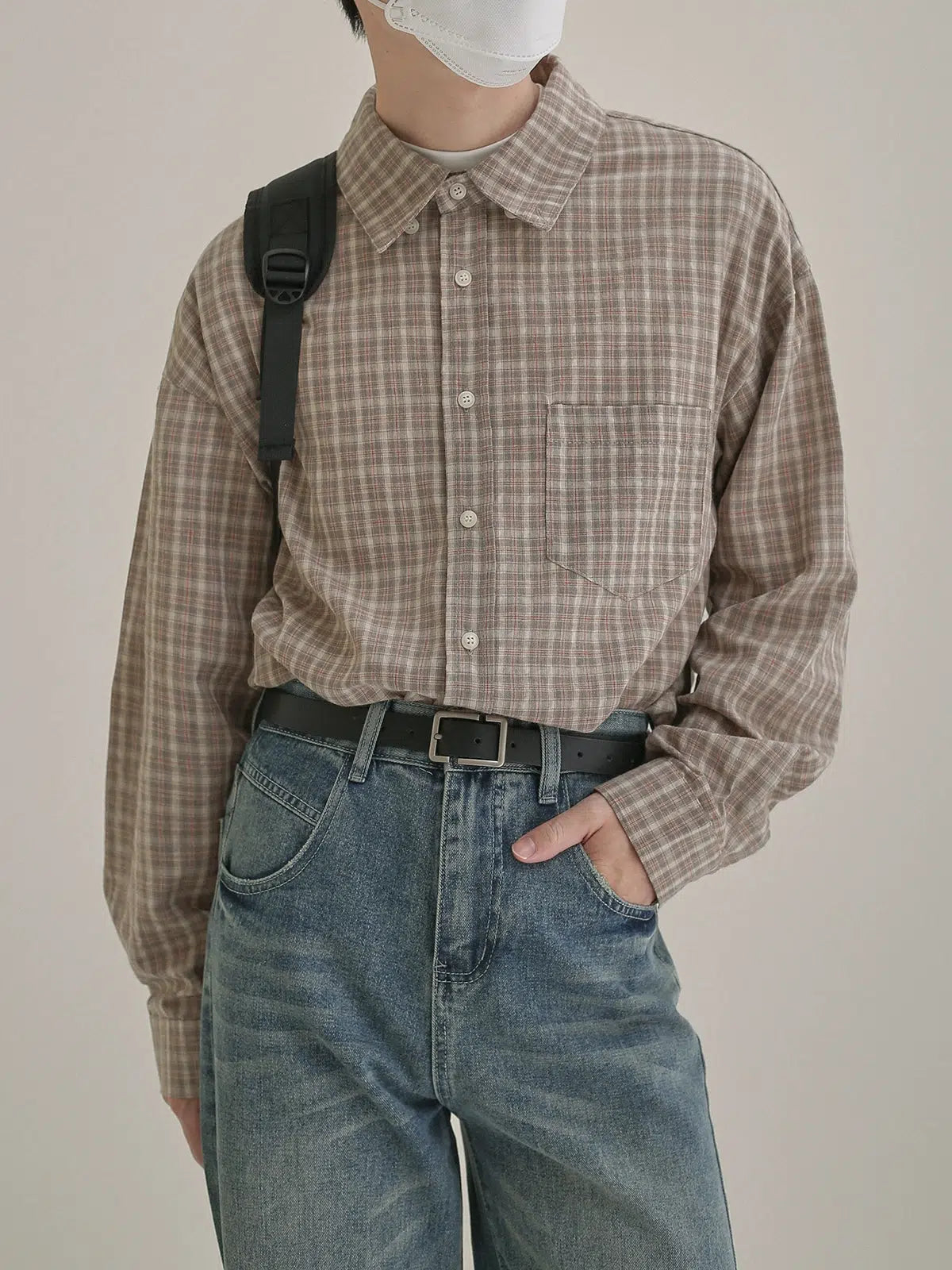 Loose Wide Plaid Shirt