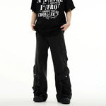 Loose-fit Black Straight-leg Cargo Pants