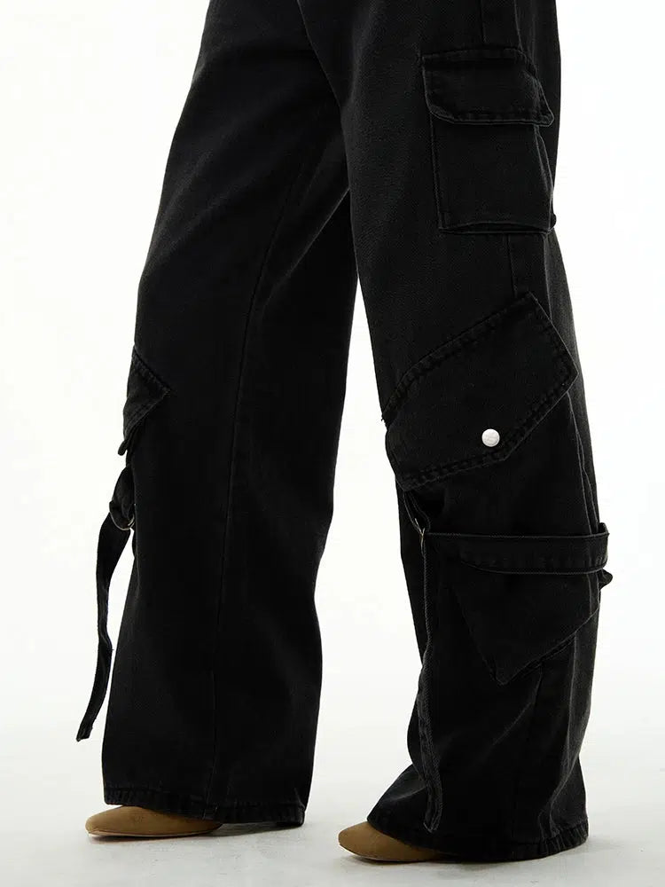 Loose-fit Black Straight-leg Cargo Pants