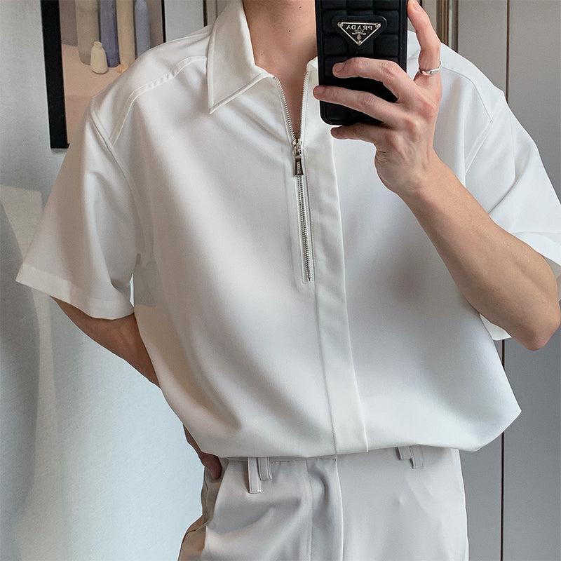 Loose-fit Half-zip Polo Shirt