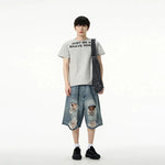 Loose-fit Knee-Length Denim Shorts