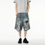 Loose-fit Knee-Length Denim Shorts