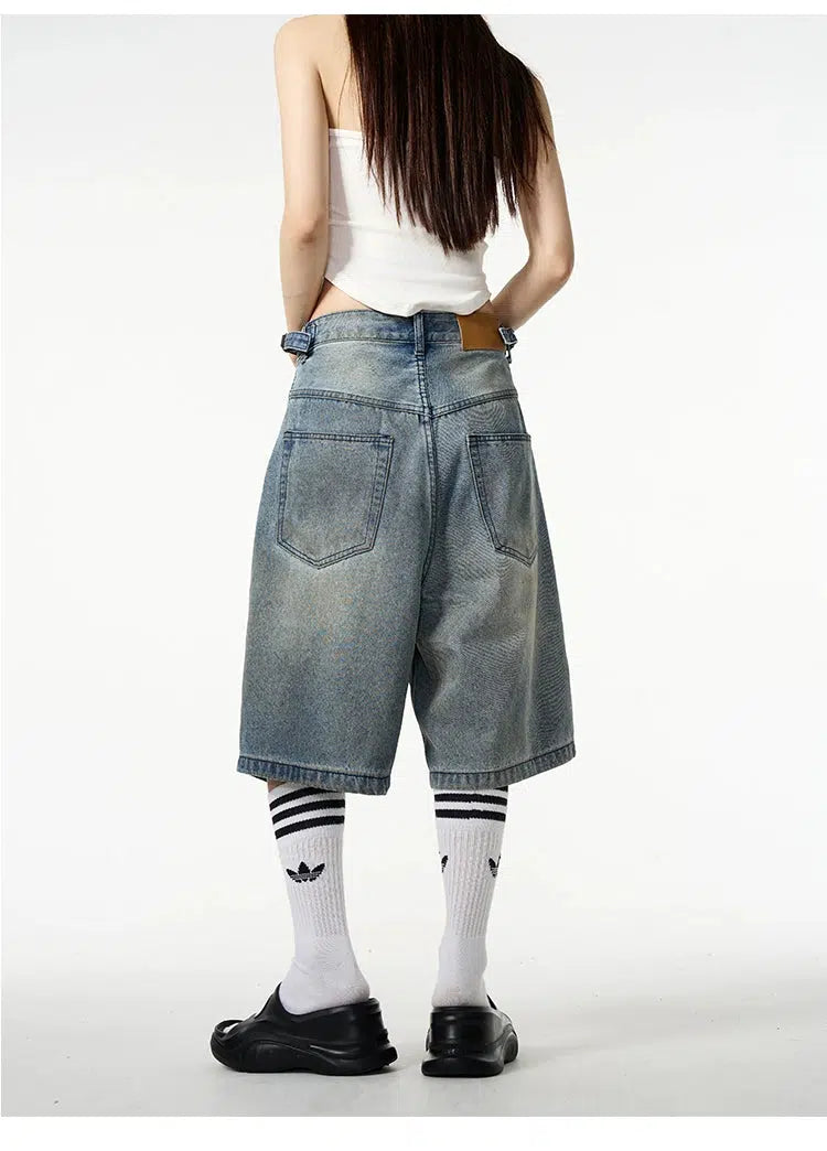 Loose-fit Knee-Length Denim Shorts