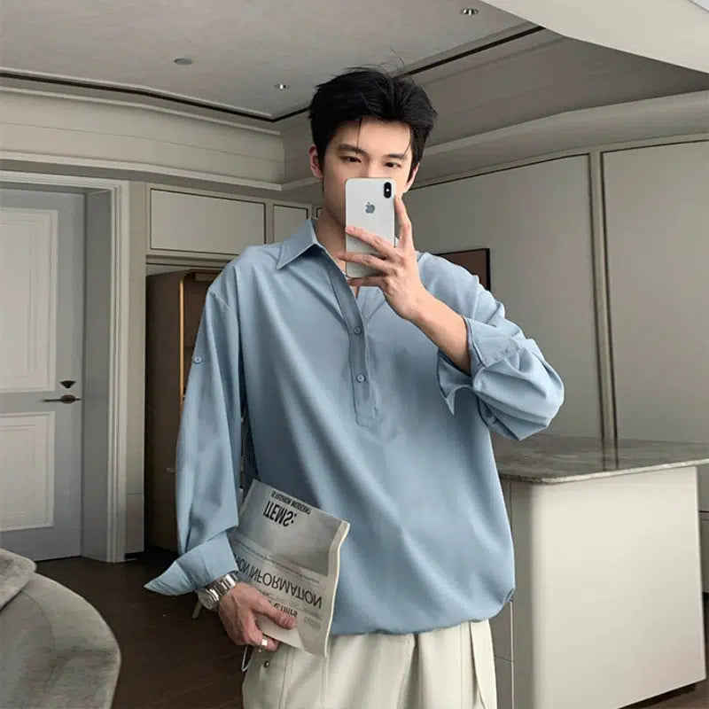 Loose-fit Lapel Shirt