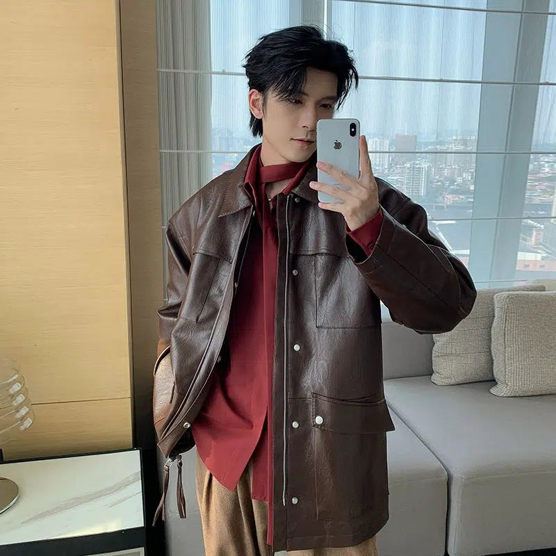 Loose-fit Leather Jacket