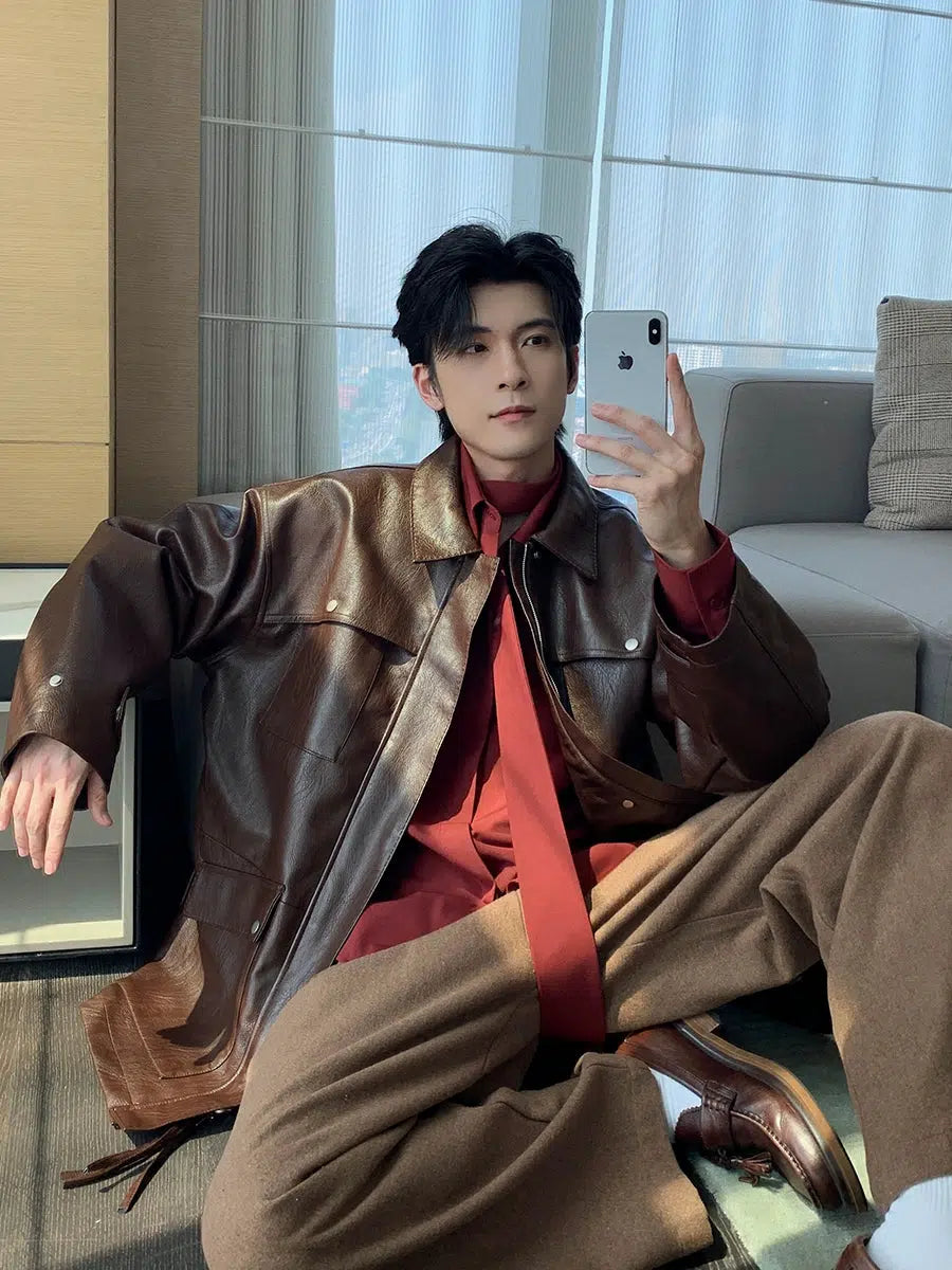 Loose-fit Leather Jacket