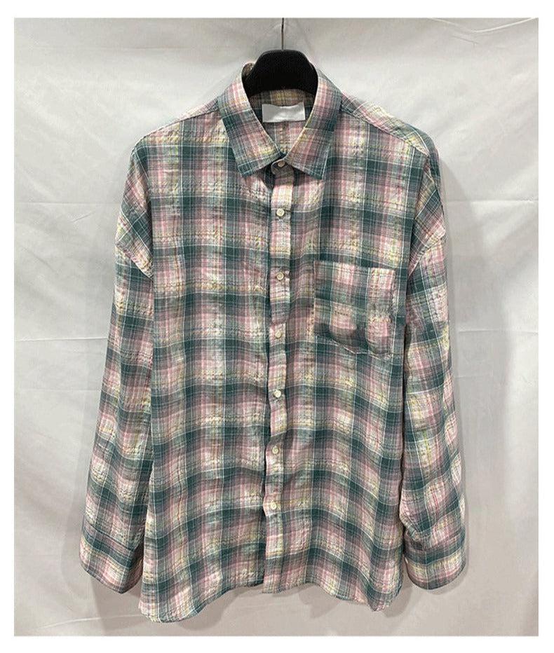 Loose-fit Long-sleeved Plaid Shirt