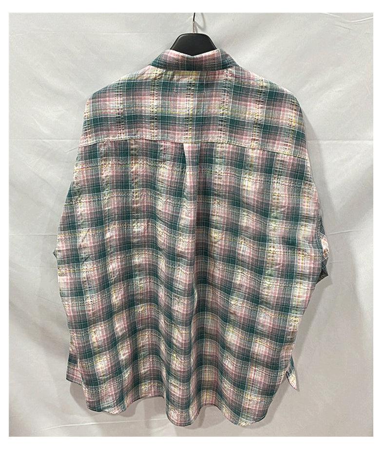 Loose-fit Long-sleeved Plaid Shirt