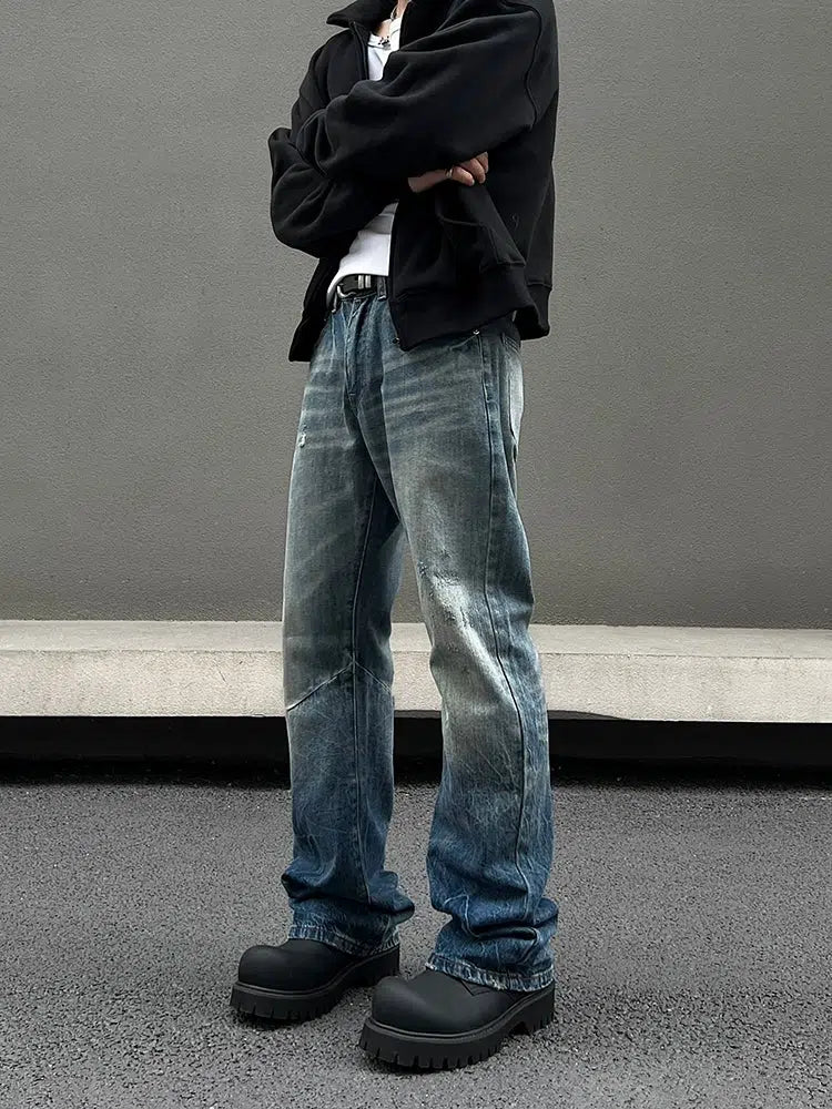 Loose-fit Washed Blue Straight-leg Jeans