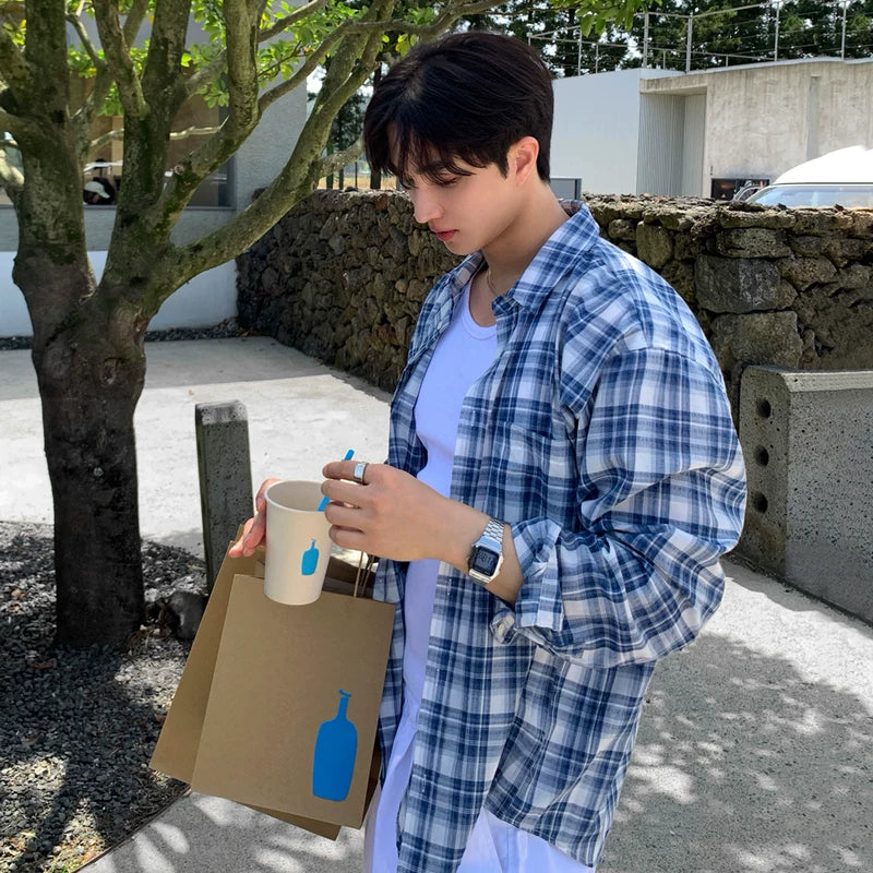 6208096318380,6208096318381,6208096318382,6208096318383,6208096318384, Plaid Long Sleeve Casual Button Down Shirt