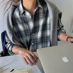 6208053598205,6208053598206,6208053598207,6208053598208,6208053598209, Relaxed Plaid Long Sleeve Casual Shirt