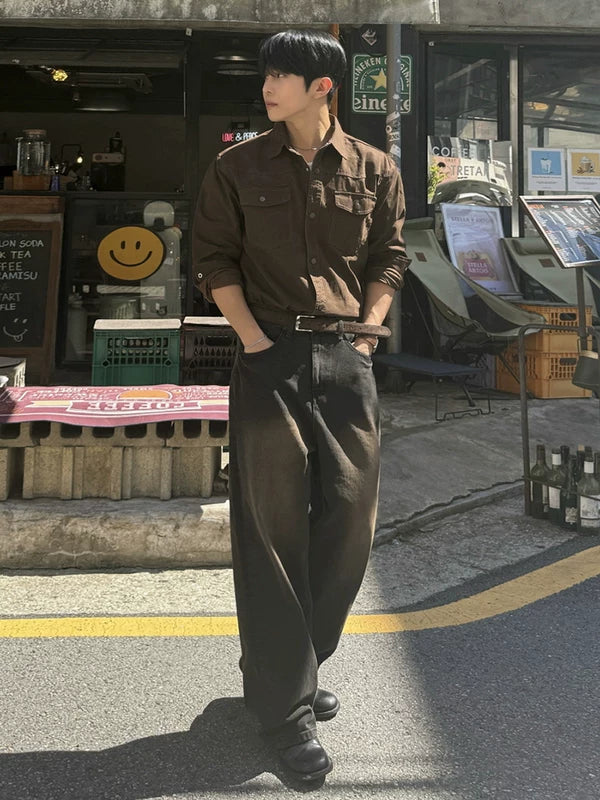 Retro Distressed Wide-Leg Jeans Pants 2