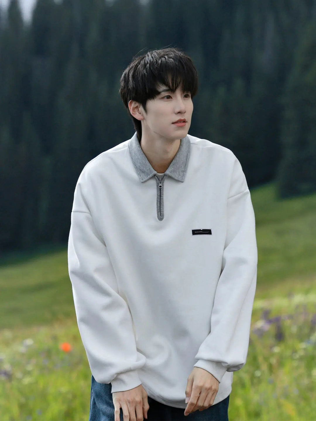 Zipper Collar Casual Sweatshirt