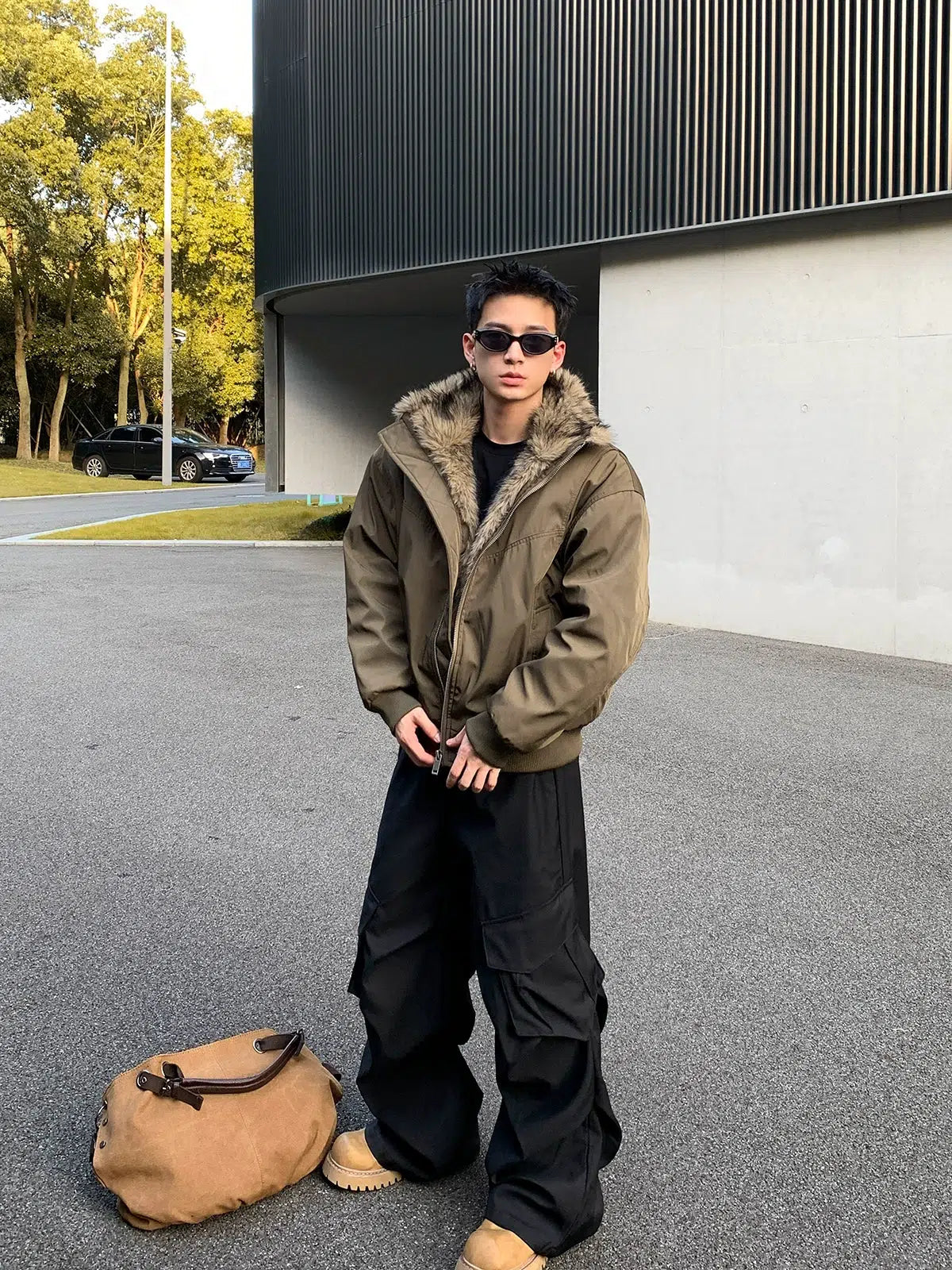 Insulated Jacket with Faux Fur Trim