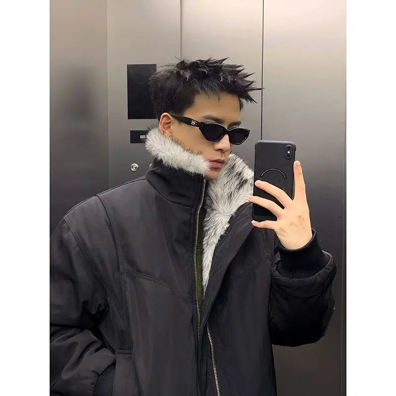 Insulated Jacket with Faux Fur Trim