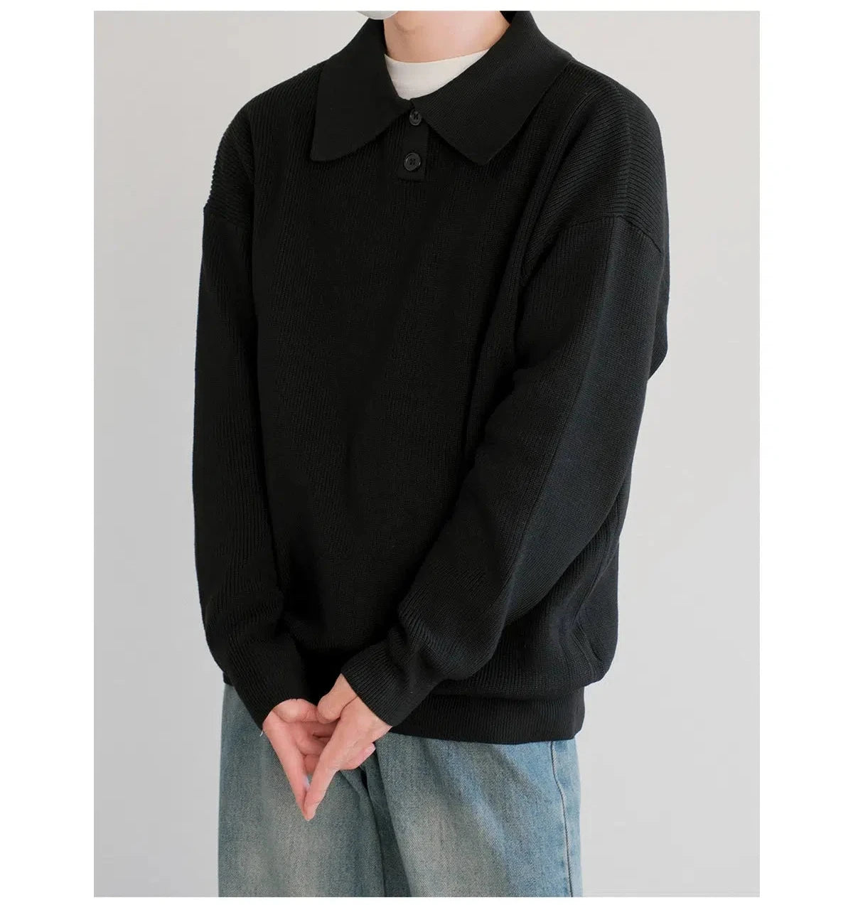 Long Sleeve Knit Polo Shirt