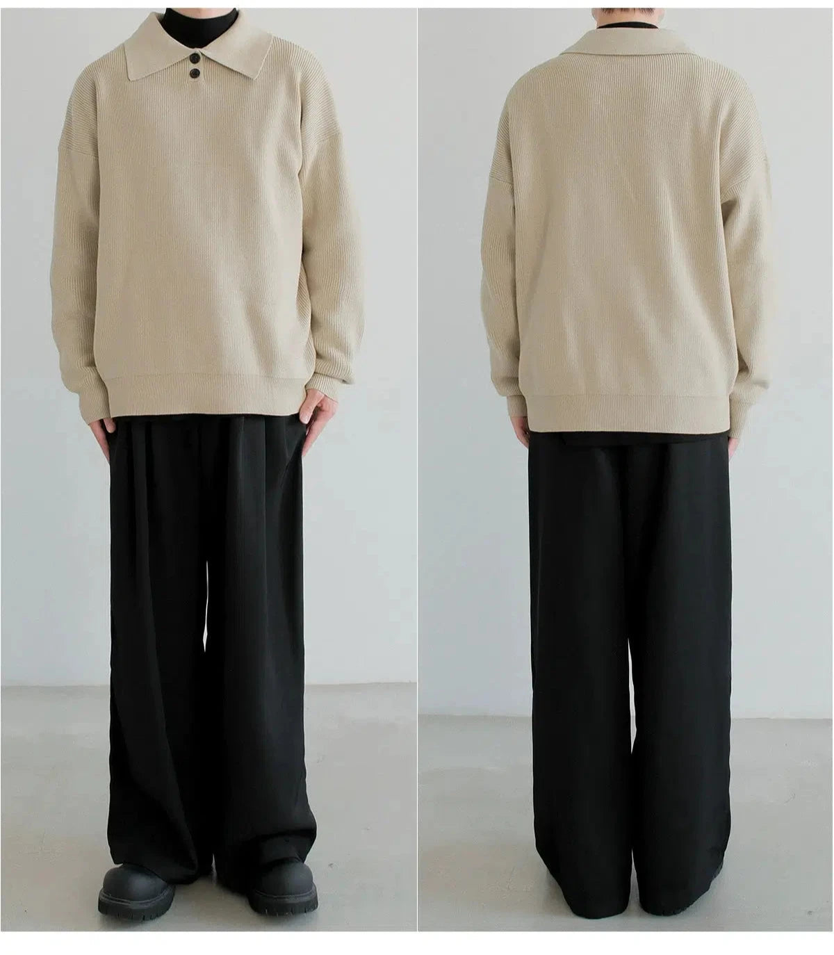 Long Sleeve Knit Polo Shirt