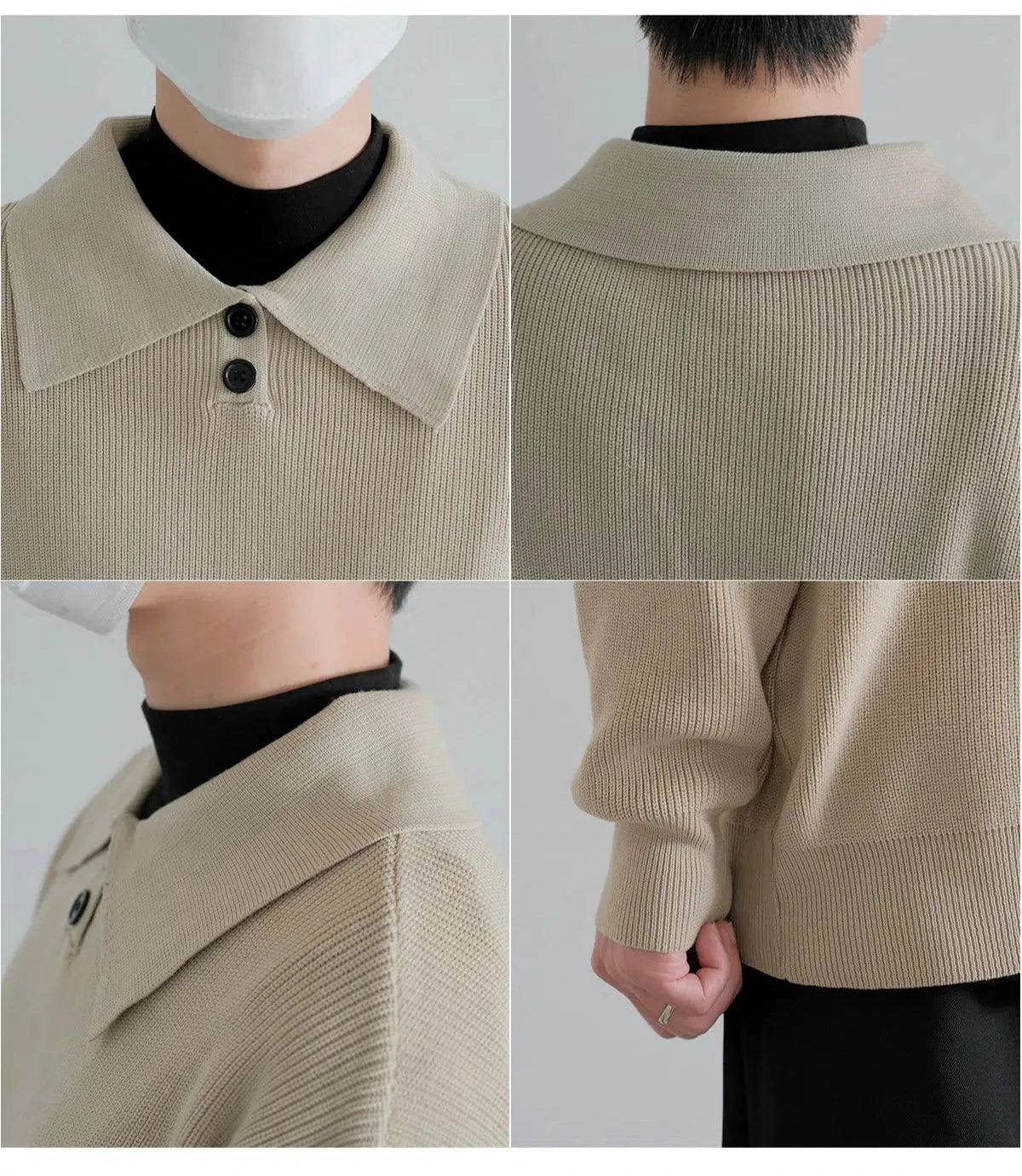 Long Sleeve Knit Polo Shirt