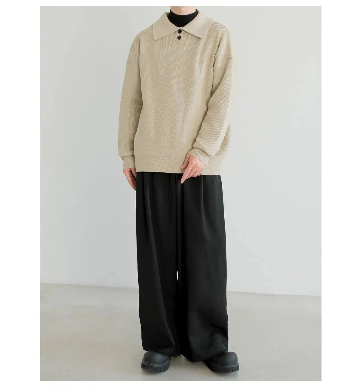 Long Sleeve Knit Polo Shirt