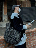 Men's Leopard Print Tote Bag