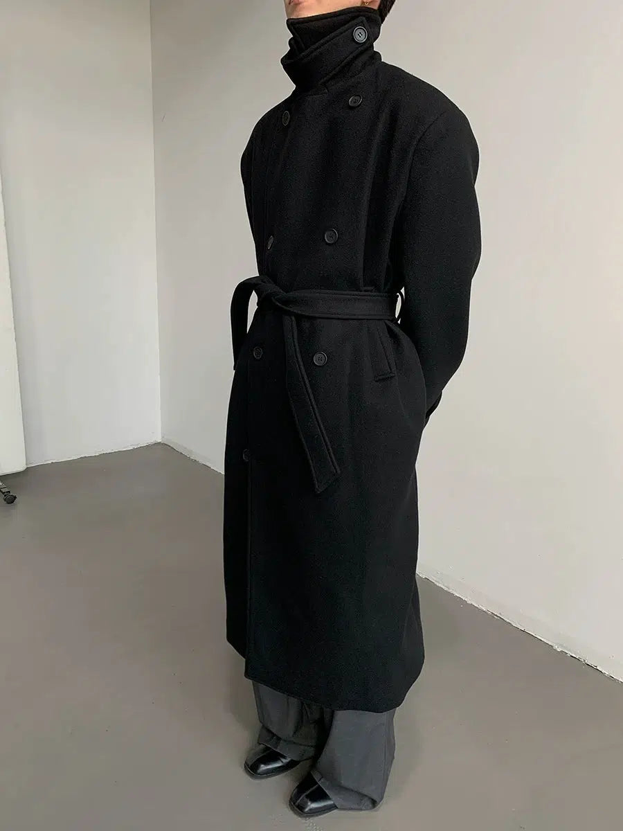 Wool Double-Breasted Coat with Belt