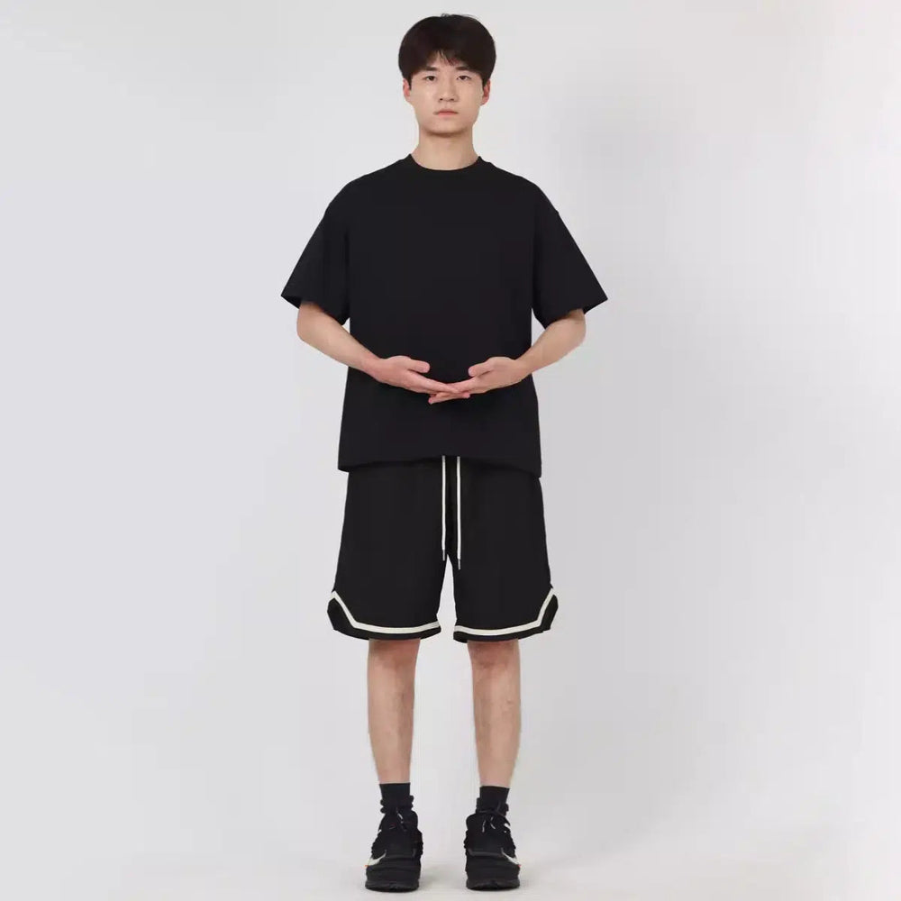 Mesh Stitching Drawstring Shorts