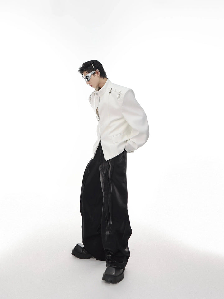 Metal Airplane Button Suit Jacket
