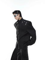 Metal Airplane Button Suit Jacket