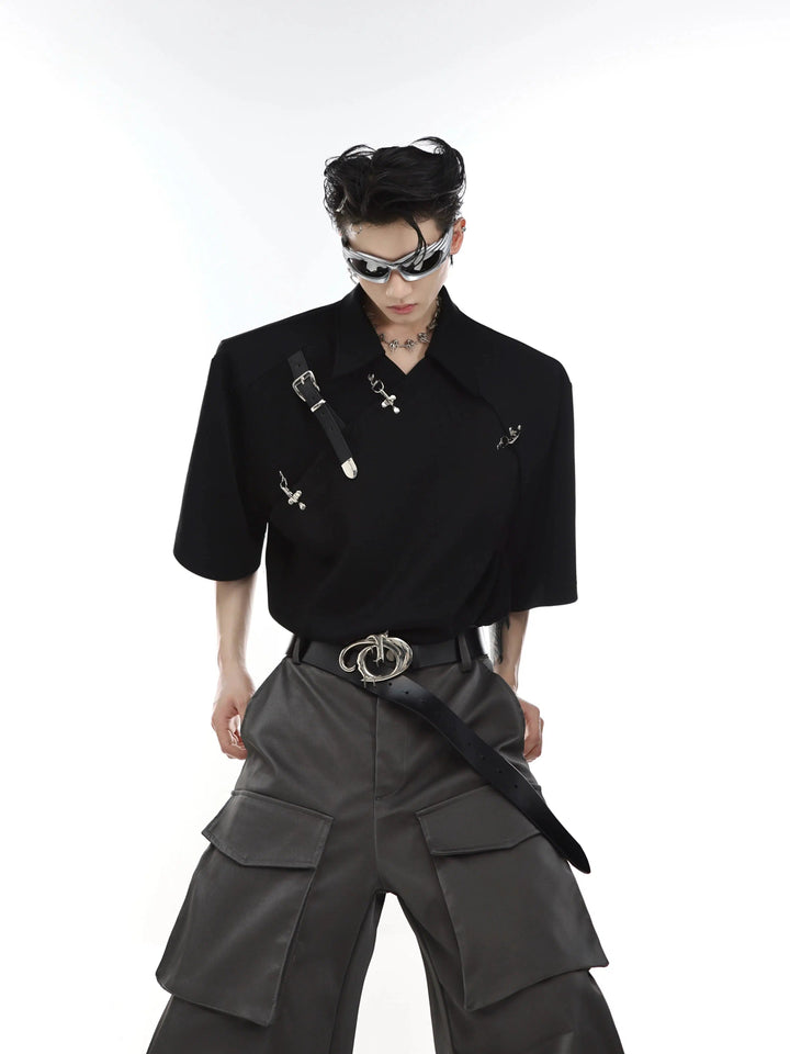 Metal Belt Buckle Polo T-shirt