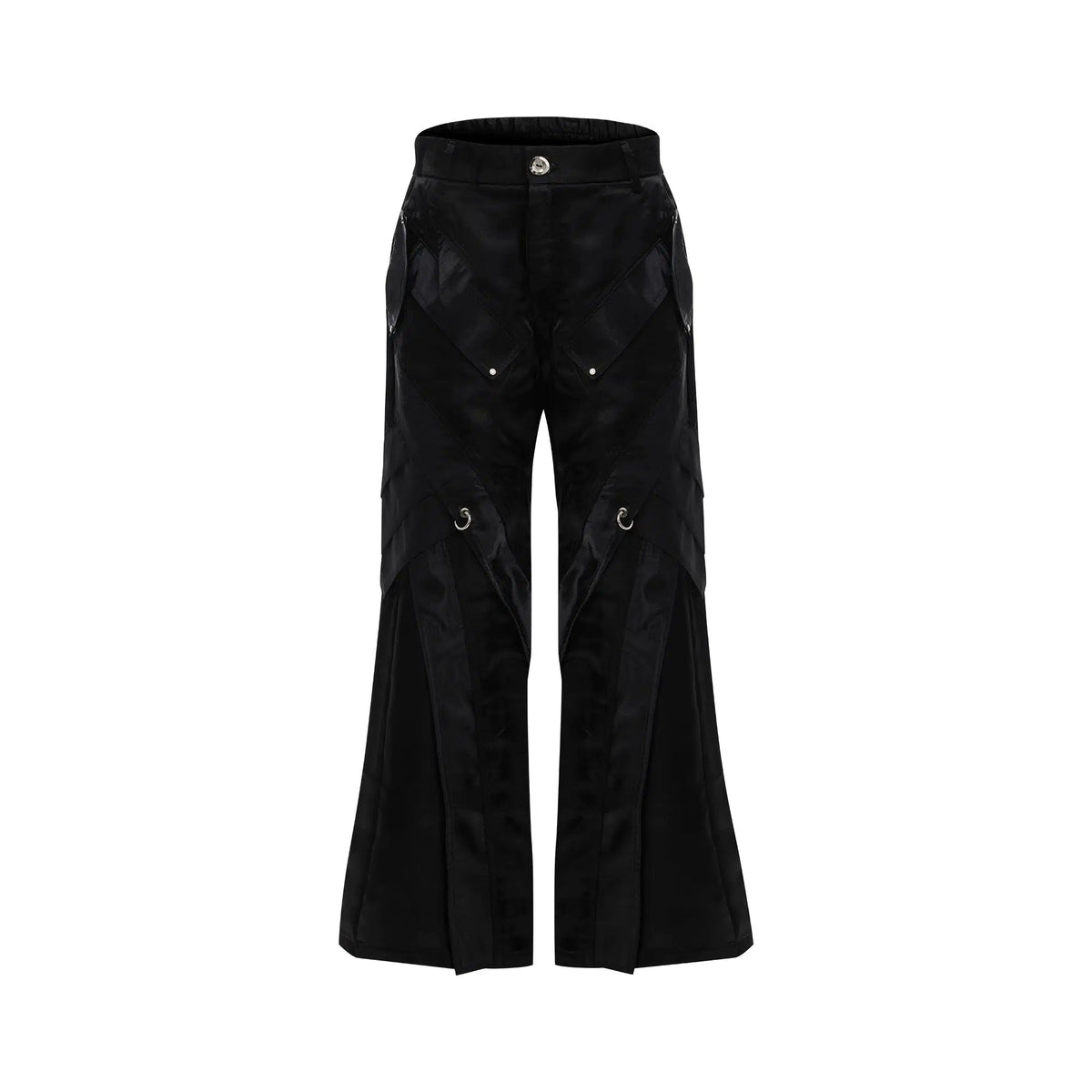 Metal Buckle Leather Micro-flared Pants