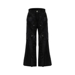 Metal Buckle Leather Micro-flared Pants