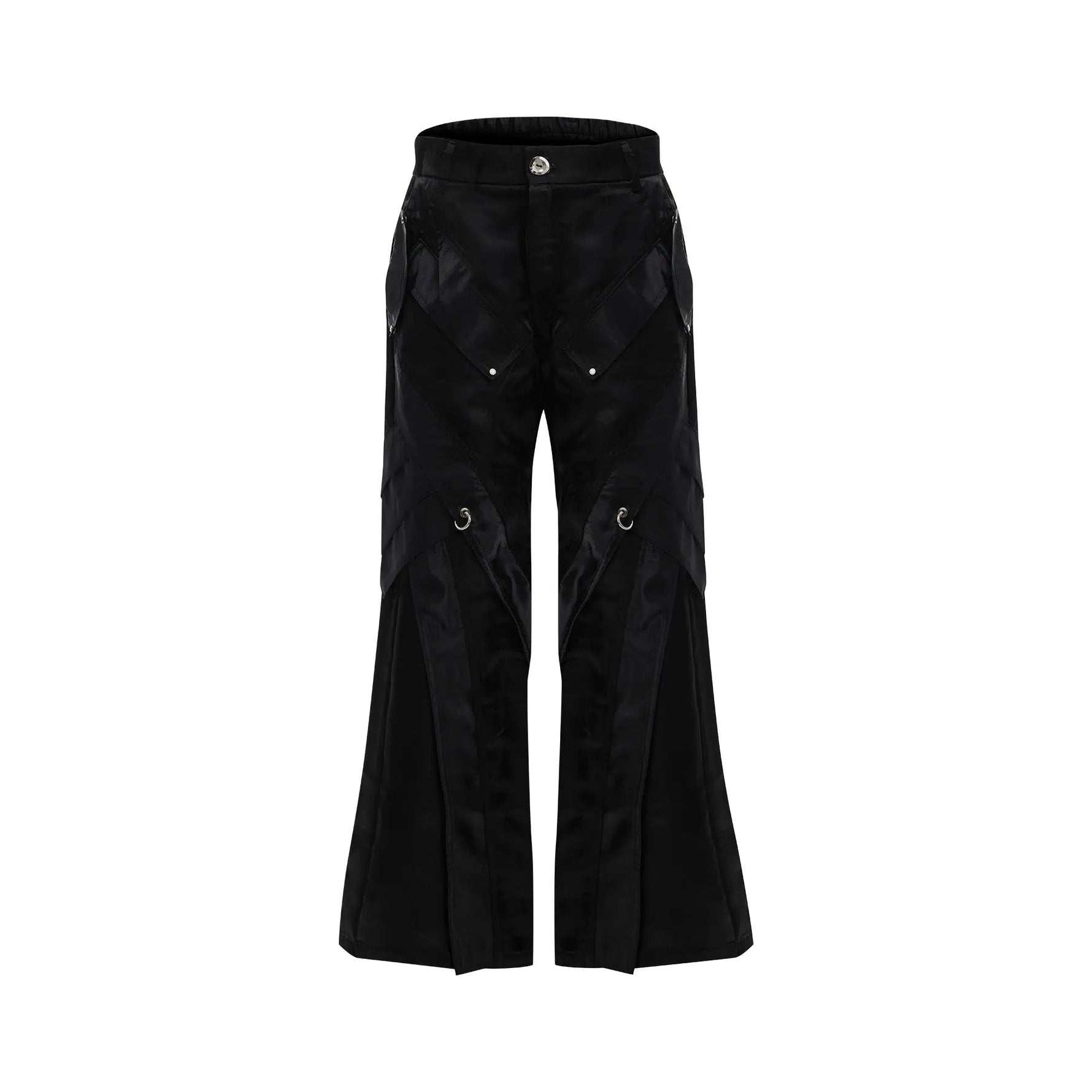 Metal Buckle Leather Micro-flared Pants