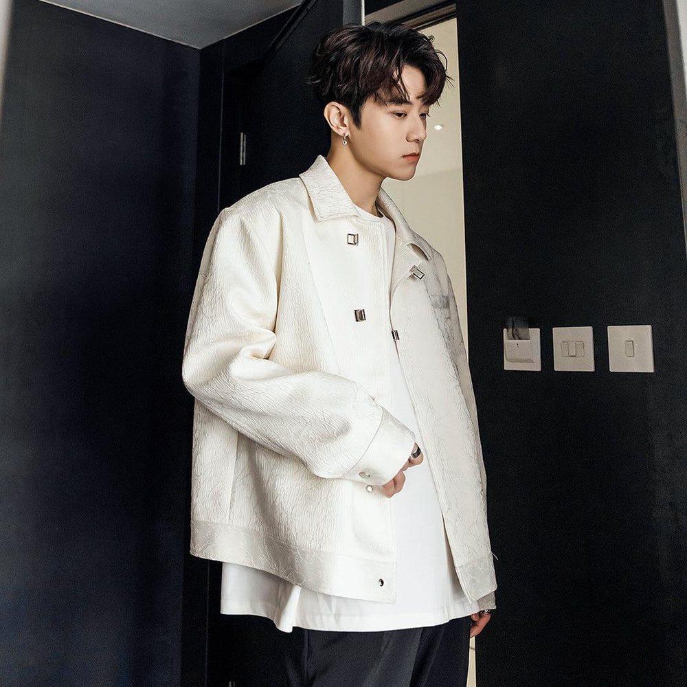 Metal Buckle Vintage Textured Jacket